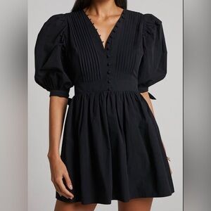 Showpo Black Long Sleeve Dress with Button Detail